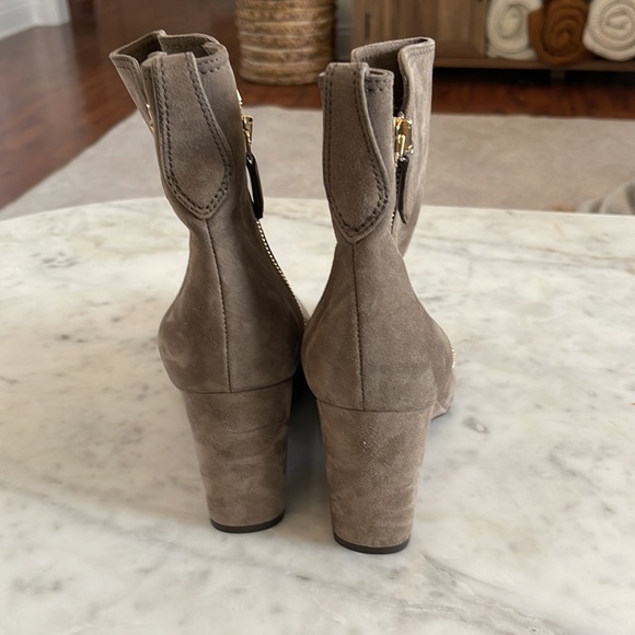 Marion Parke Driscoll Suede Double Zipper Wedge Bootie - Picture 2 of 7